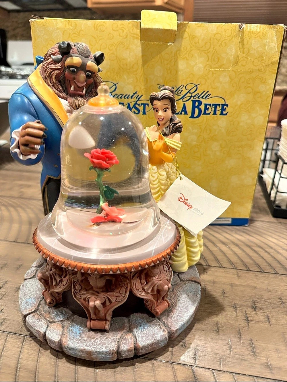 Disney Beauty and the Beast Enchanted Rose Snow Globe Display